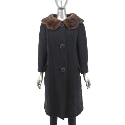 Wool Coat with Mink Collar- Size L | eBay