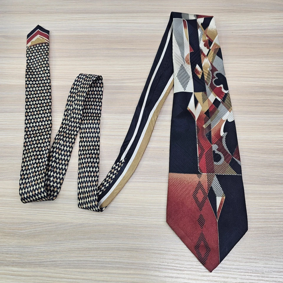 Галстук Vitaliano Pancaldi мужской черный красный Geo абстрактный шелковый галстук старые деньги ретро - Изображение 2 из 4