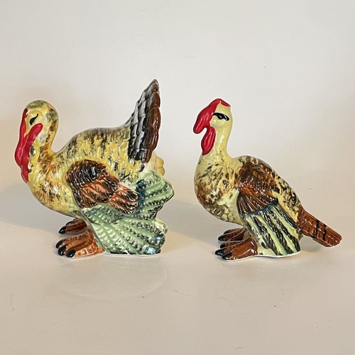 Vintage Turkey Thanksgiving Salt & Pepper Shakers Ceramic Tom Hen Japan - Picture 2 of 8