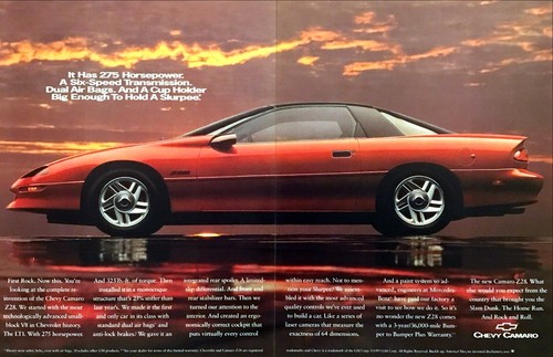 1994 Chevy Camaro Z28 Coupe Foto "Slurpee Size Cup Holder" 2-seitige Printanzeige
