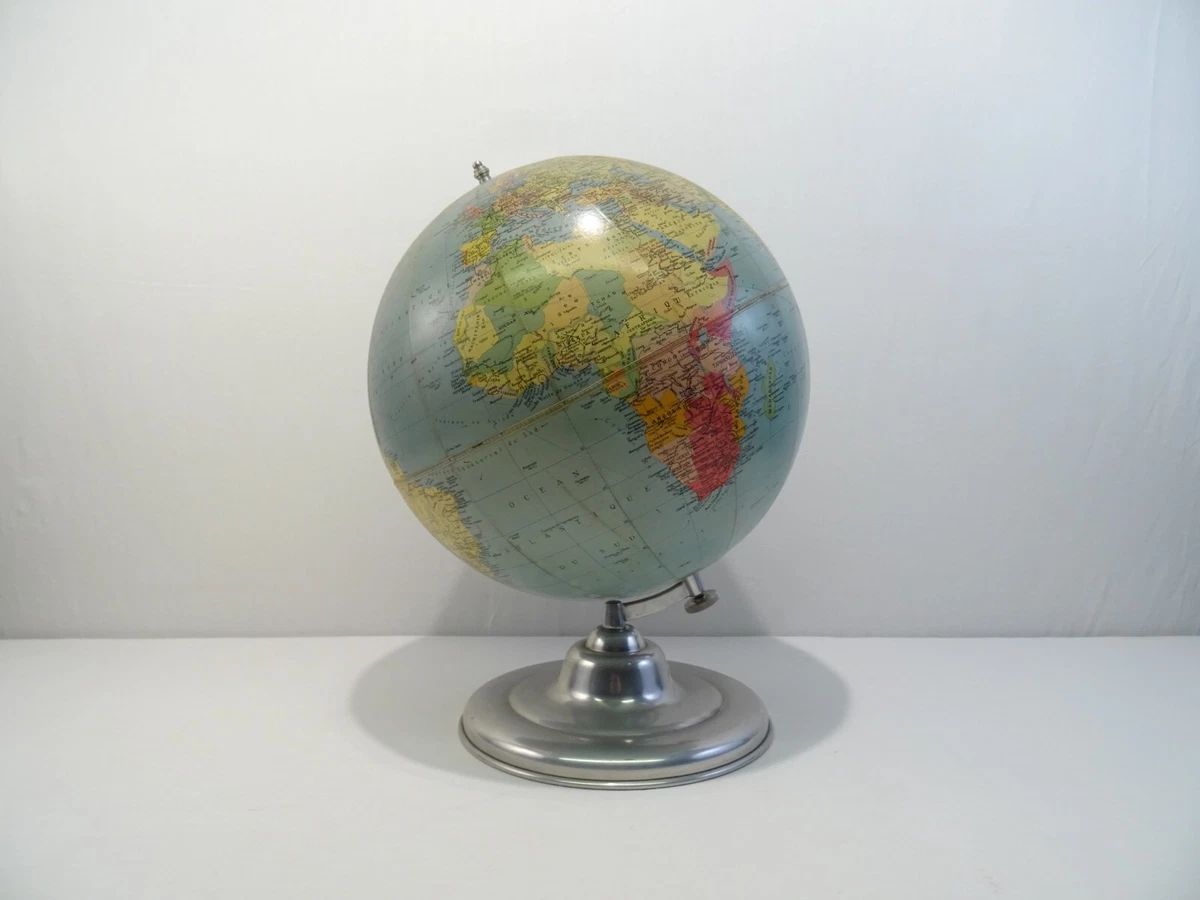 Globe Terrestre En Aluminium Fossil - Objet Collector Déco - 369 Grammes - Occasion