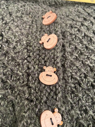 Hand Knit Very Soft Girls Cardigan sweater Size 5-6 Years, Hippo Buttons - Picture 2 of 5
