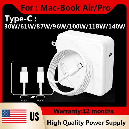 Mac Book Pro Charger 118W 140W USB C for USB C MacBook pro/Air, ipad Pro, Cable