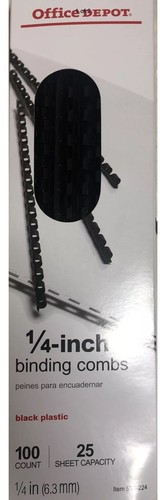 Peines de unión de 1/4" marca Office Depot, capacidad para 20 hojas, negros, paquete de 100 - Imagen 3 de 4