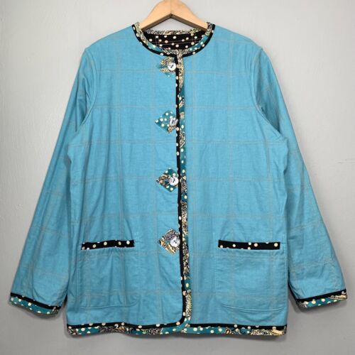 Koos of Course Oversized Small Linen Silk Artsy Reversible Quilted Jacket - Picture 2 of 10