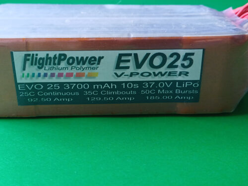 FlightPower EVO25 3700mAh 10s 37.0V LiPo for RC Model Aircraft Planes Helis - Picture 2 of 5