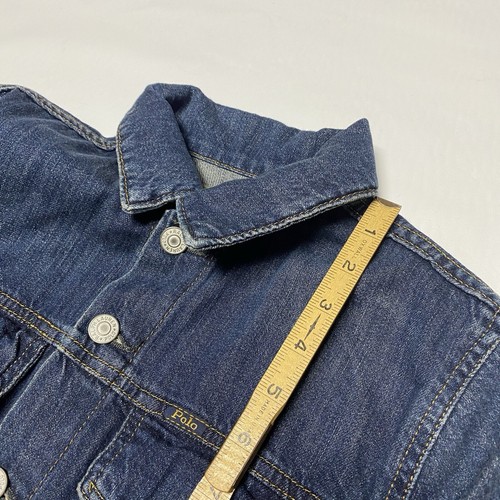 Polo Ralph Lauren Denim Trucker Jacket American Flag Patch Youth Size Lg (14-16) - Picture 11 of 15