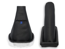 SCHALTMANSCHETTE HANDBREMSSACK FUR OPEL ADAM S NATURLEDER STICKEREI SCHWARZ/BLAU