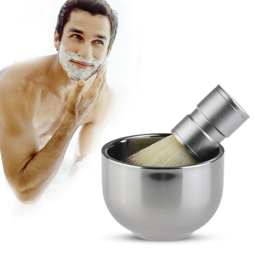 Cepillo de afeitar para cabello TINKSKY Badger con tazón de afeitar de acero inoxidable de doble capa - Imagen 3 de 11