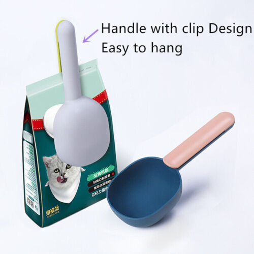 Cuchara alimentadora duradera de comida para mascotas gatos perros con clip de sellado cuchara para taza medidora - Imagen 4 de 14