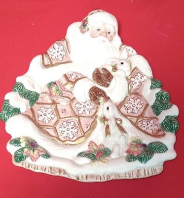 Fitz & Floyd 1996 Snowy Woods Winter  Santa Claus Canape Plate 10.5'' w/ box