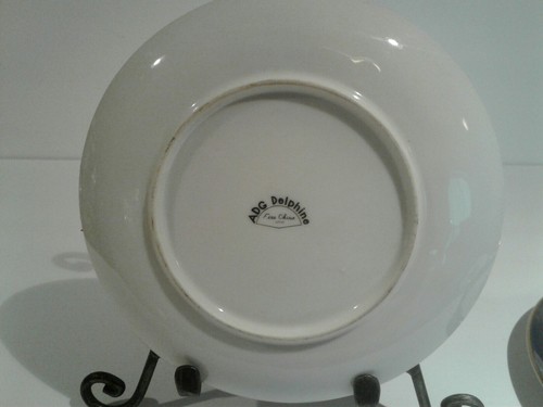 3er Set ADG Delphine Vogel Teller Fine China Marine Goldrand Hergestellt in Japan 7 3/4" EUC - Bild 4 von 11