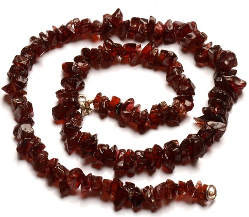 Collar de 21" con forma de astillas crudas de tamaño de 10 a 12 mm de piedras preciosas de granate natural - Imagen 1 de 6