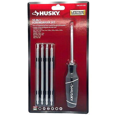 Husky 18-IN-1 SCREWDRIVER SET SAE/MM Dual-End Magnetic Bits Husky 18-IN-1 SCREWDRIVER SET SAE/MM Dual-End Magnetic Bits