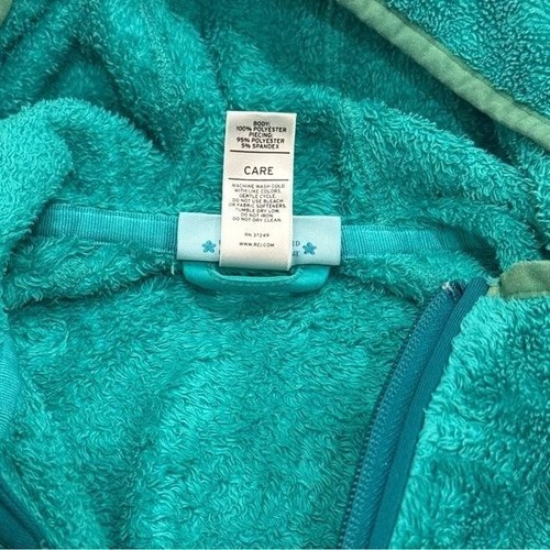 REI Aqua Green Fleece Outdoor Hiking Hooded Zipup Jacket Girl’s Size S (8) - Picture 6 of 8