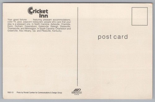 Cricket Inn, Located In a Variety Of Places In The United States, Vintage PC - Picture 2 of 2