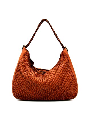 ITALIAN HAND WOVEN GENUINE WASHED LEATHER BAG HOBO SHOULDER BAG - MADE IN ITALY