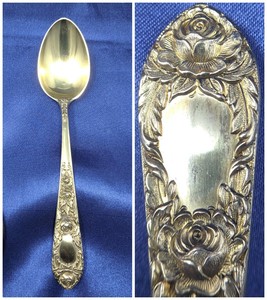 S Kirk /& Son 6” Sterling Silver Tea Spoon Rose No Mono