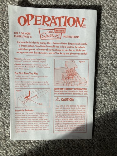 OPERATION: The Simpsons Edition Talking Board Game - TESTED and WORKING - Picture 7 of 7