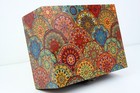 Wood handmade hinged medium storage/trinket box Burgundy Lined Mandala design