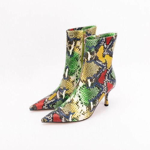 New Women's Ankle Boots Pointed Toe High Heels Snake Pattern Leather High Boots - Picture 7 of 22