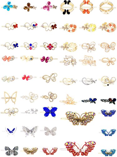 USA WOMENS Pearl Butterfly Hair Clip Hairpin Rhinestone Crystal Elegant Gold 34 - Picture 3 of 3