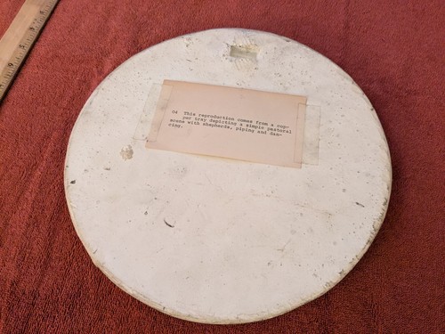 Vintage Plaster Storyboard Panel Pastoral Wall Art, Shallow Relief, 11" Round - Picture 2 of 2