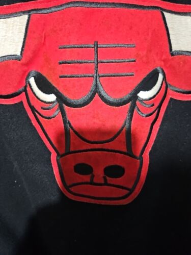 Vintage 90's NBA Chicago Bulls Black Chalk Line Wool Varsity Large Jacket - Picture 11 of 21