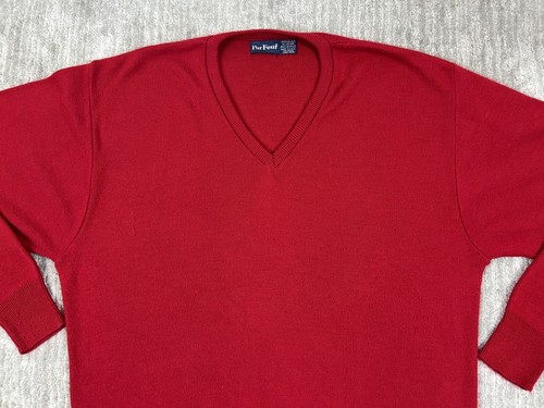 Vintage PAR FOUR Sweater Mens Extra Large 46-48 Red Acrylic Golf - Picture 2 of 11