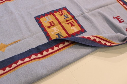 Genuine Hand -Woven Dhurrie Kilim100% Wool Pile 5.6 X8.0 Ft 75% OFF GREAT DEAL - Picture 6 of 6