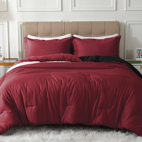 3 PCS Down Alternative Comforter Set with Shams All Season Reversible Comforter - Picture 87 of 95
