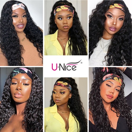 UNice Malaysian Water Wave Headband Human Hair Wig Glueless Wear and Go Wigs 18" - Picture 6 of 12