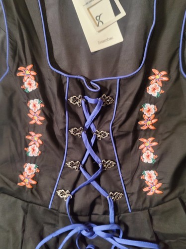 Jasambac Corset Milkmaid Folk Dress Womens SZ Small Black Embroidered Floral NWT - Picture 5 of 15