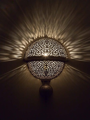 New Moroccan Handmade Nickel Plated Brass Wall Light H40 x W30cm Free Fast PP - Picture 3 of 6