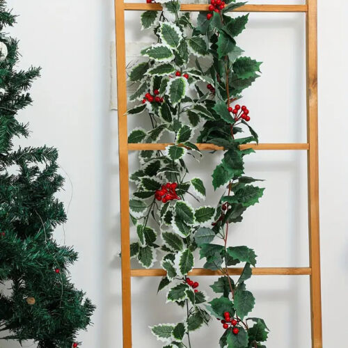 Christmas Artificial Holly Leaves Vine Garland Tree Rattan Wreath Hanging NEW - Picture 11 of 17
