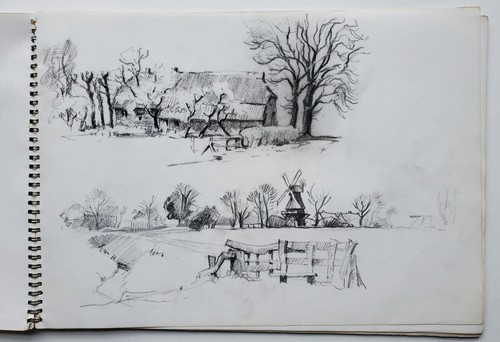 Zeichnung Bleistift Aquarell Skizzenblock Norddeutsch Gerd Gramberg Signiert - Picture 5 of 7