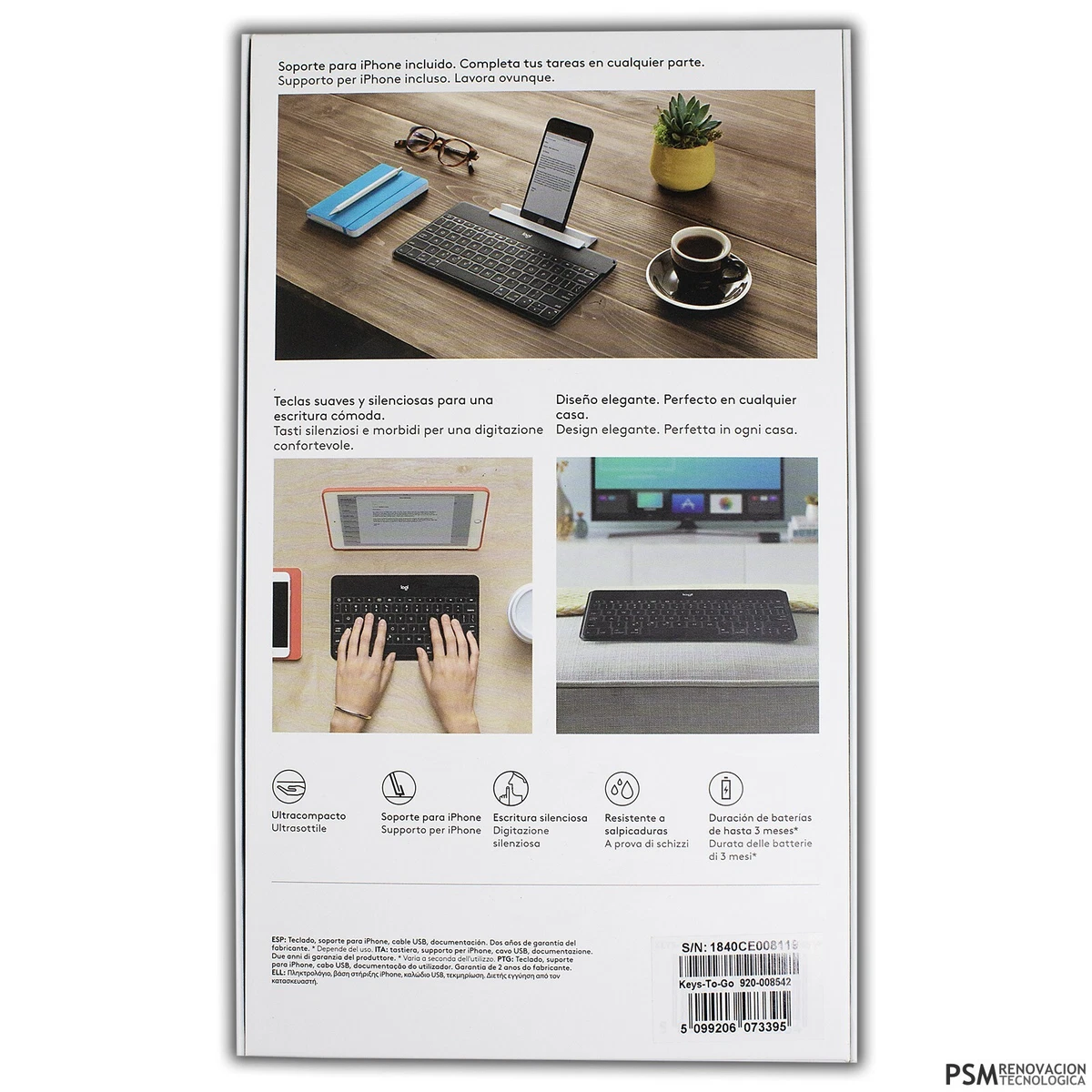 Logitech Keys To Go Teclado Bluetooth para iPhone soporte iPad