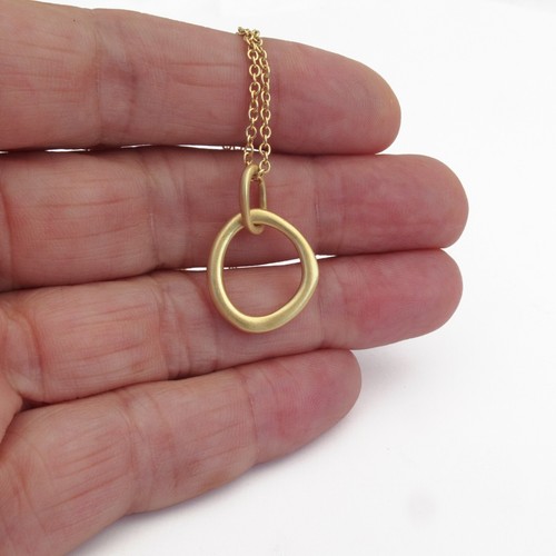 18K gold pendant necklace, handmade organic link pendant - Zen Nature Collection - Picture 8 of 9