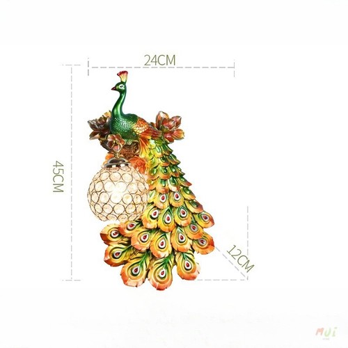 Pastoral style Peacock Wall light Crystal Wall Lamp Decoration Fixtures Sconces - Picture 14 of 16