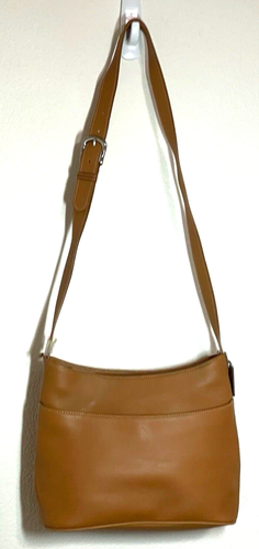 St. John's Bay Hobo-Umhängetasche Echtleder cognac verstellbarer Riemen neu ohne Etikett