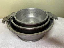 Guardian Service Cookware Cast Hammered Aluminum Round Pots Lot Set of 3 Vintage