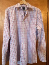 Men's David Donahue Colorful Plaid Long Sleeve Button Up Dress Shirt Size 34/36