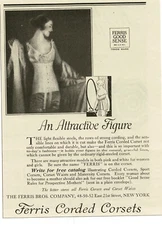 1919 FERRIS Corded Corsets for an attractive figure Vintage Print Ad lingerie