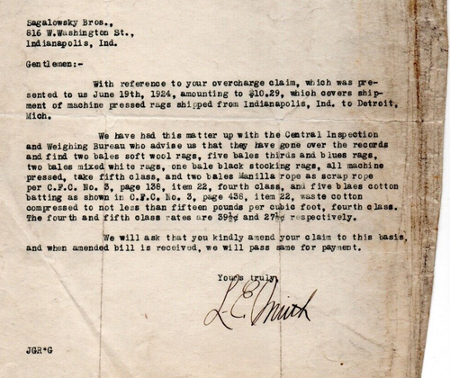 Cincinnati, Indianapolis & Western Railroad lot two 1925 letters signed by agent - Picture 7 of 8