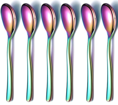 HOMQUEN Rainbow Demitasse Espressolöffel, 5,5" Mini Kaffeelöffel, Edelstahl S - Bild 3 von 4