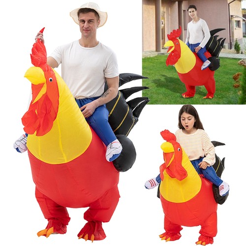 Inflatable Costume Adult Rooster Ride On Chicken Halloween Air Blow up Cosplay - Picture 2 of 16
