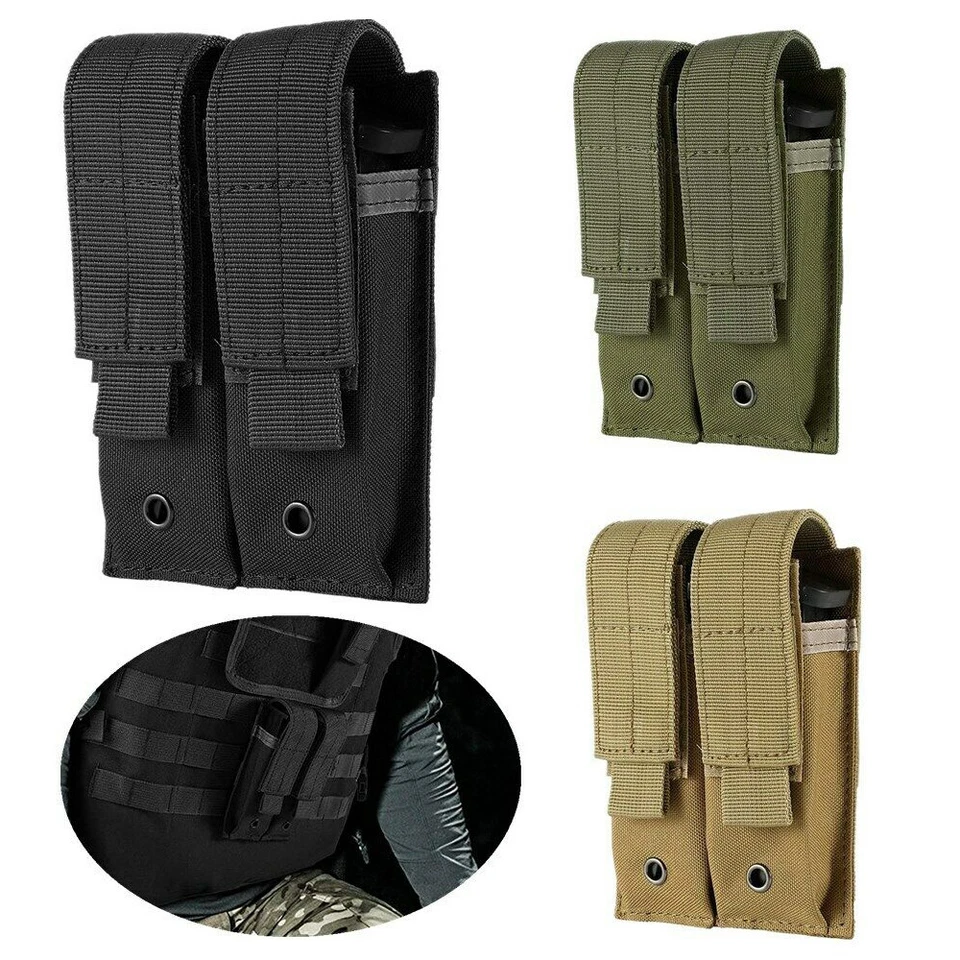 Tactical Molle Pistol Double Magazine Pouch for 9mm .40 and .45 Caliber Mag - Image 2 of 4