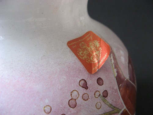 Freiherr von Poschinger Vase, signiert: Brunner, Glasmalerei, Insekten Blumen - Bild 5 von 10