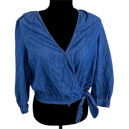 Madewell Medium Denim Wrap Top #G7461 