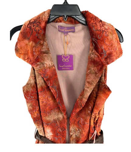 NWT Sweet Sinammon Orange Brown Faux Women’s Vest Size Small - Picture 5 of 19